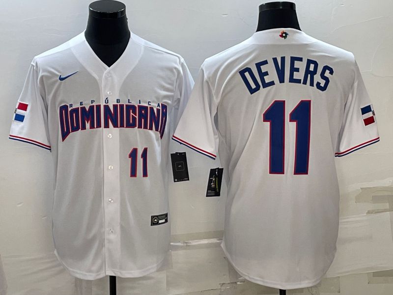 Men 2023 World Cub #11 Devers White Nike MLB Jersey->more jerseys->MLB Jersey